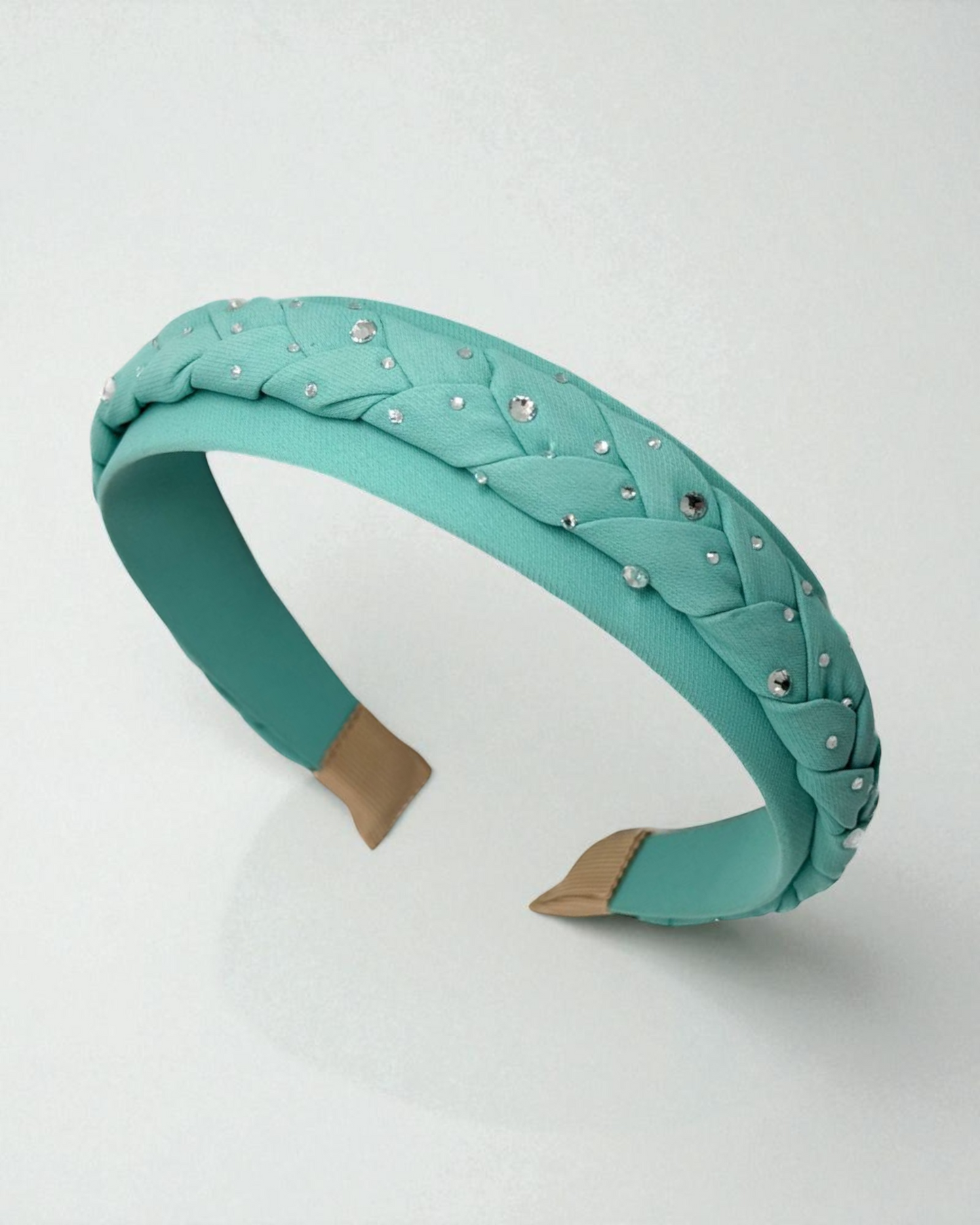 Diadema Básica Trenzada con brillos Menta