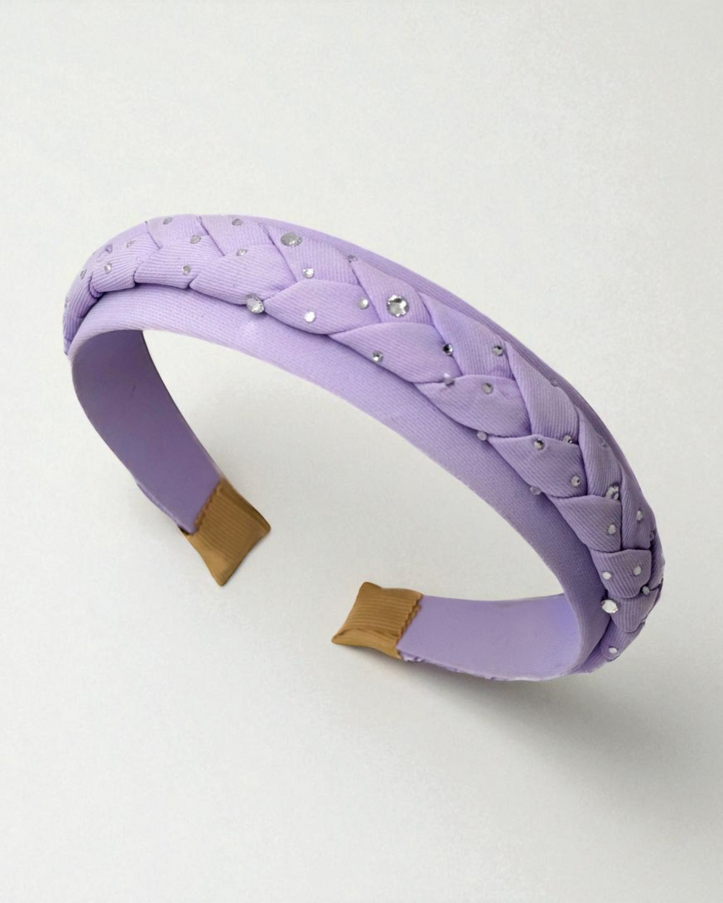 Diadema Básica Trenzada con brillos Lila