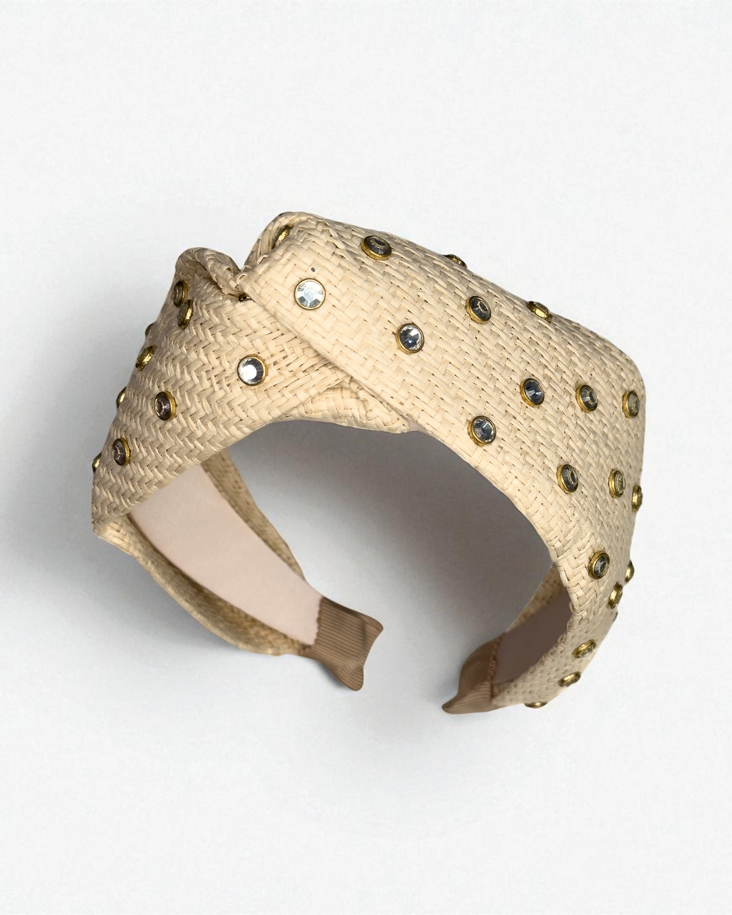 Diadema Básica con nudo tejido Beige
