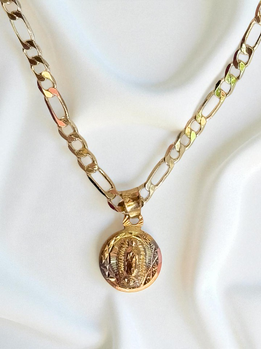 Collar Virgencita Circular 3 Oros