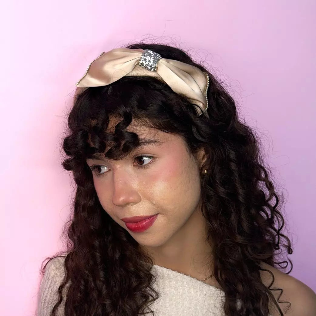 Diadema Coqueta Brillante Beige