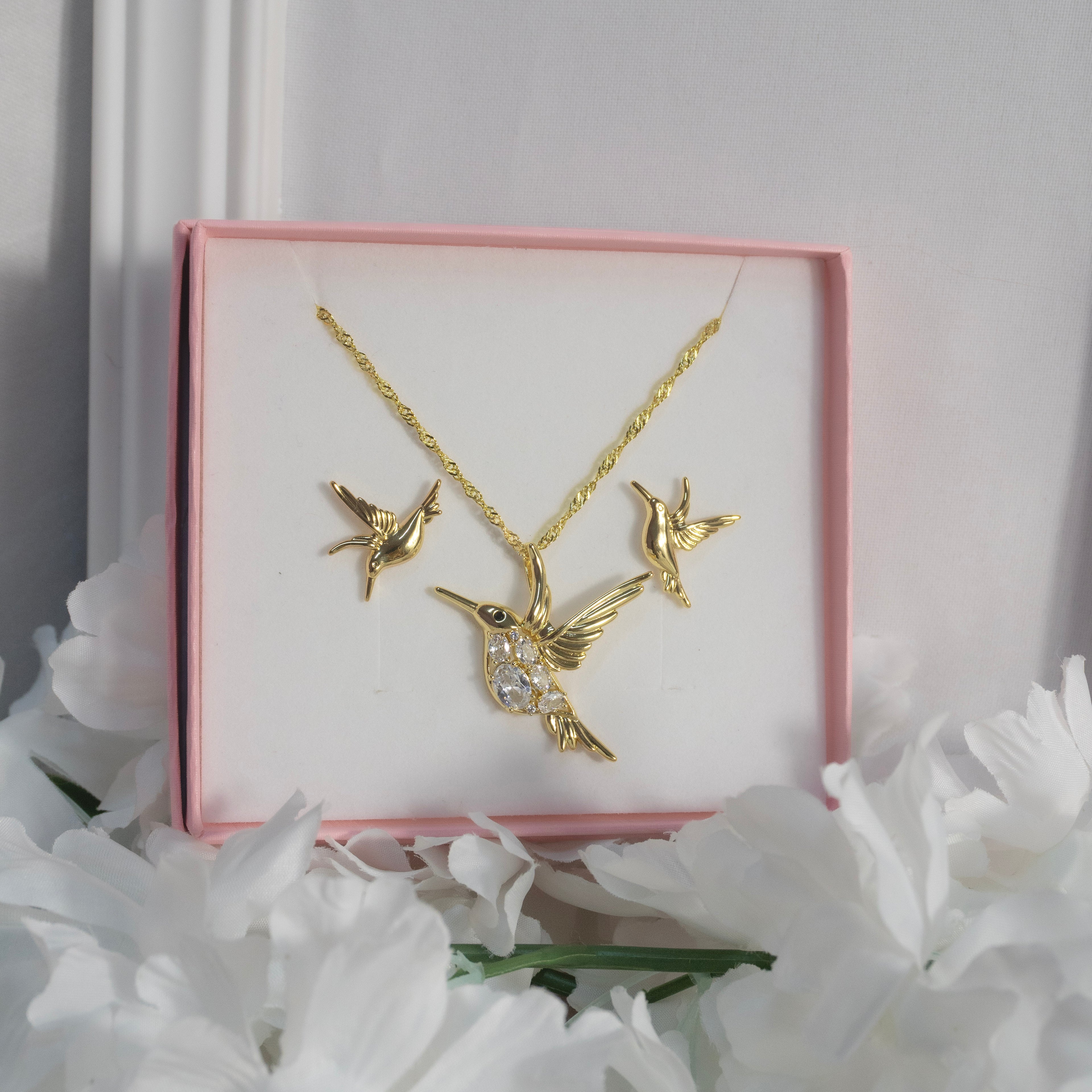 Juego Colibrí Resplandor Con Aretes