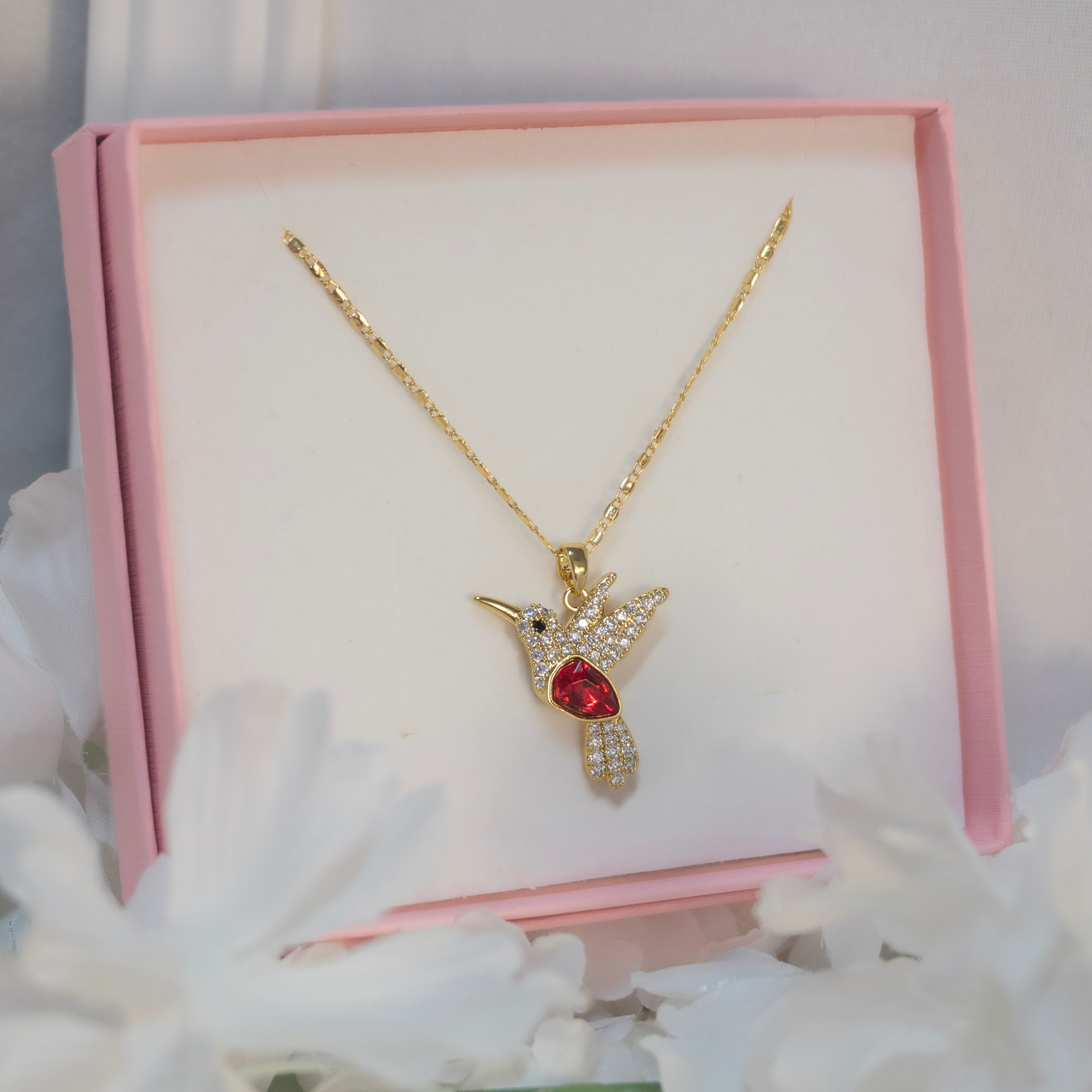 Juego Colibrí Rojo Mini Con Aretes