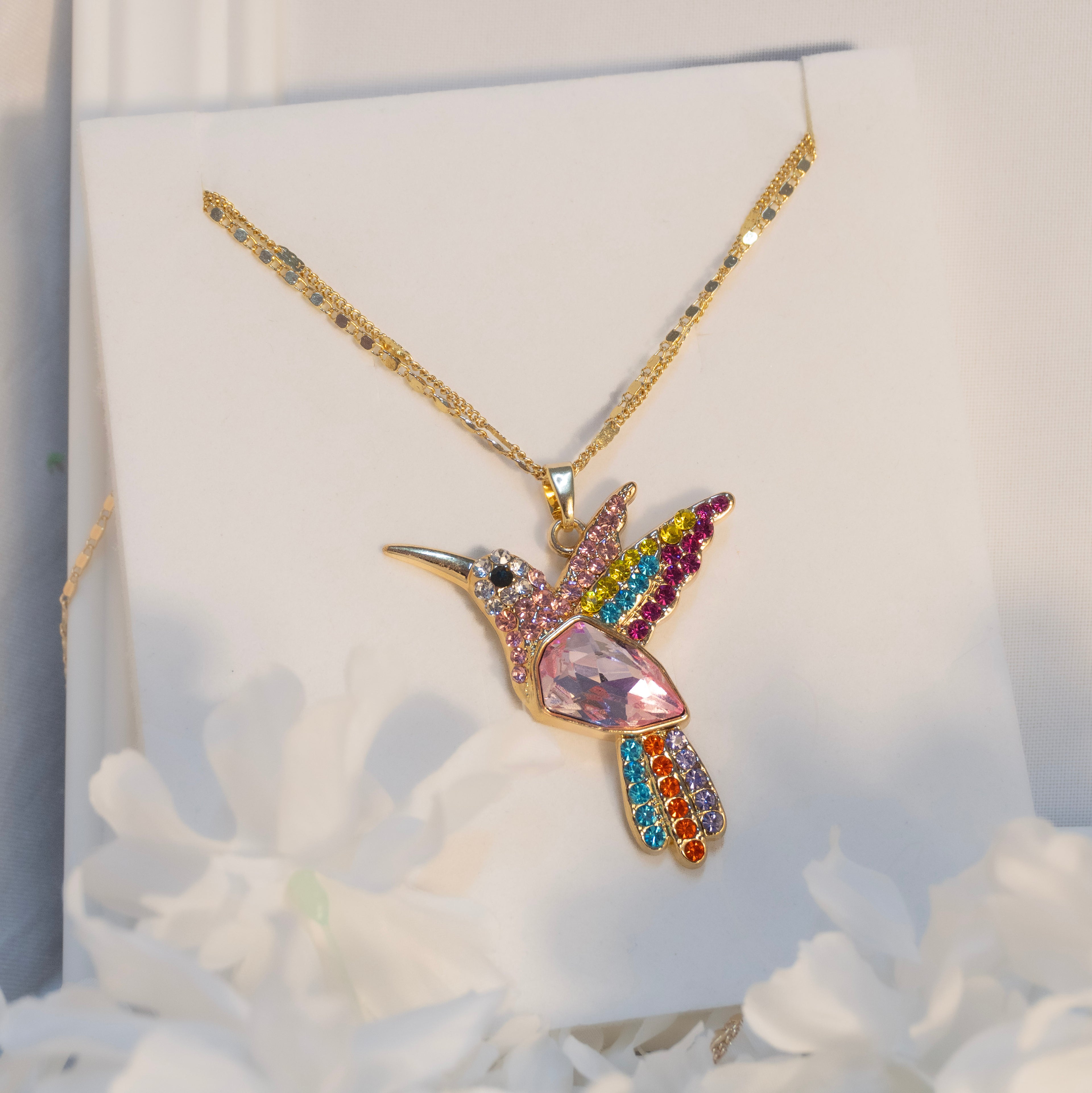 Juego Colibrí Rosa Arcoíris Con Aretes