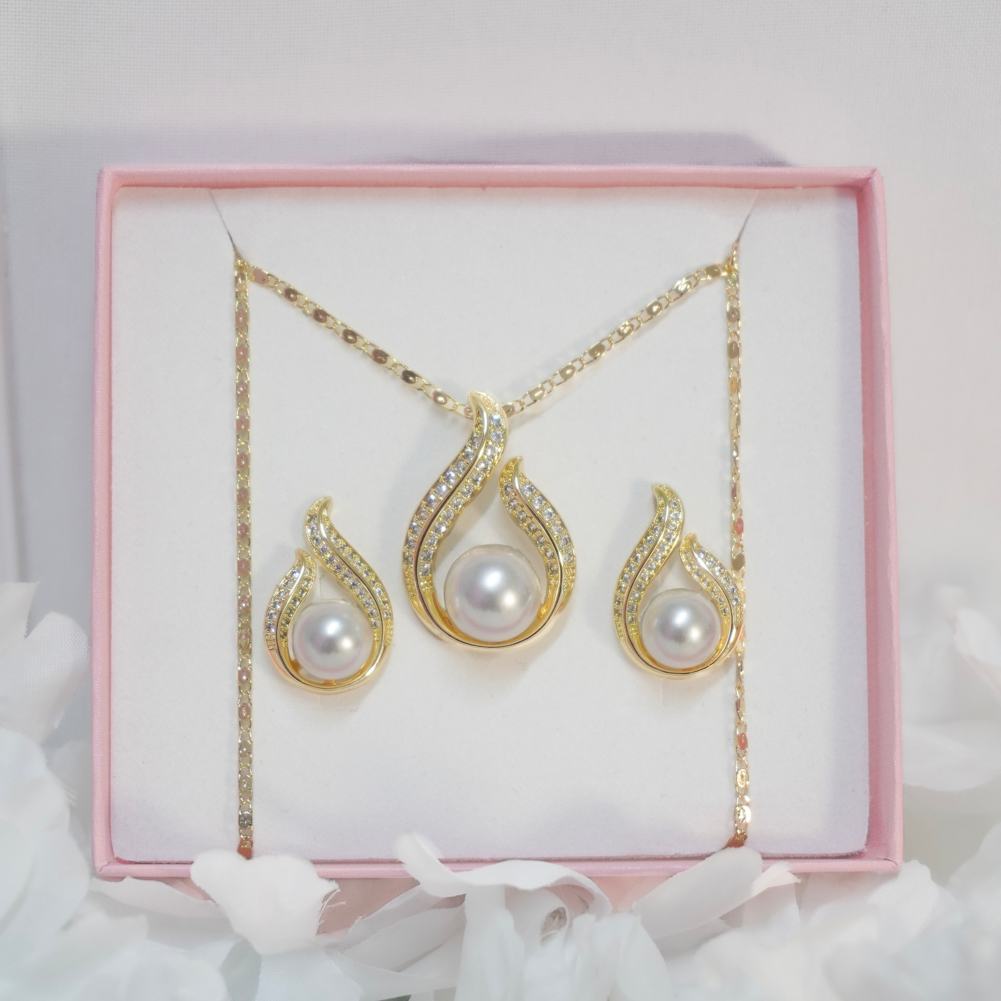 Juego Perla Destello con Aretes