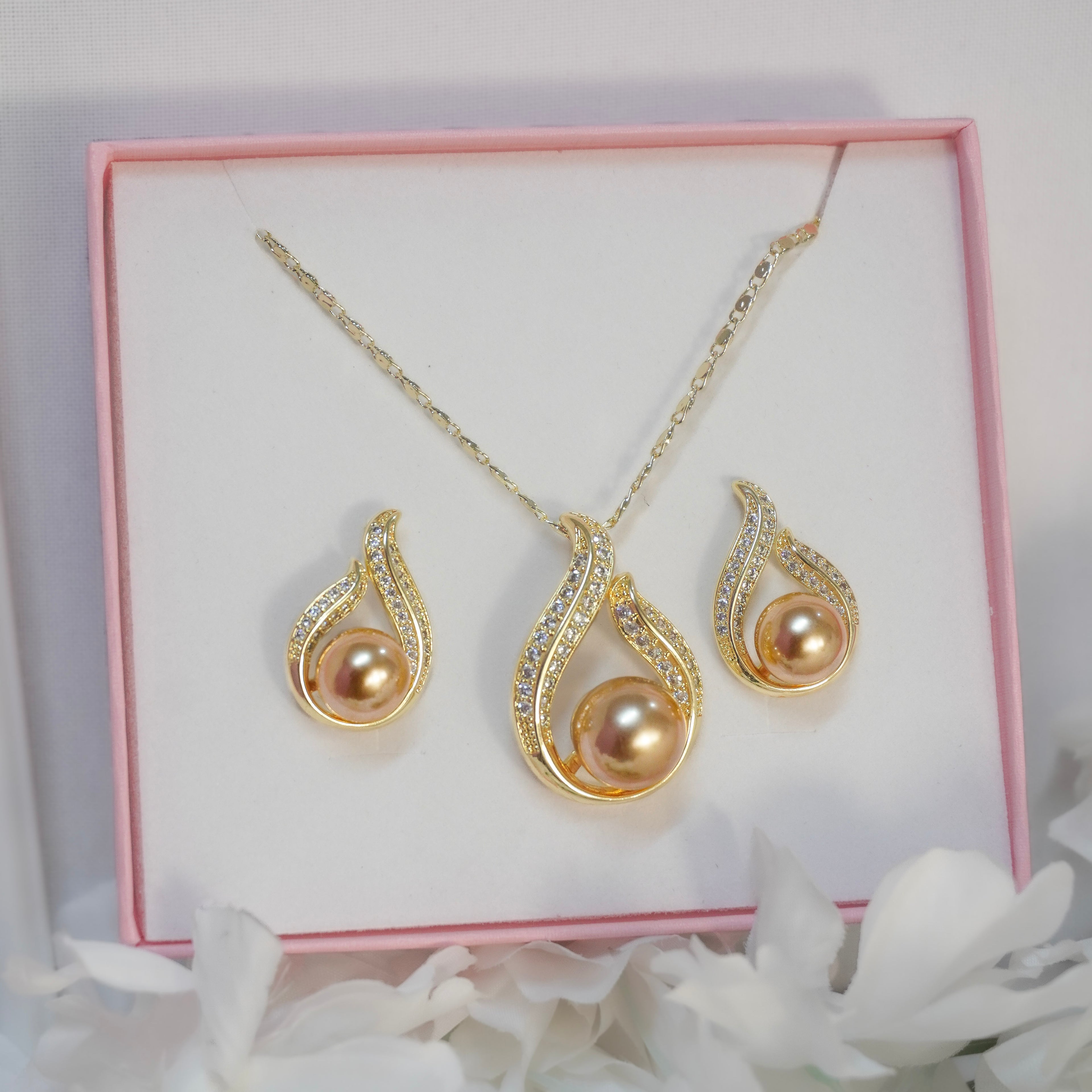 Juego Perla Amanecer con Aretes