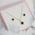 Juego Rombo Negro con Aretes