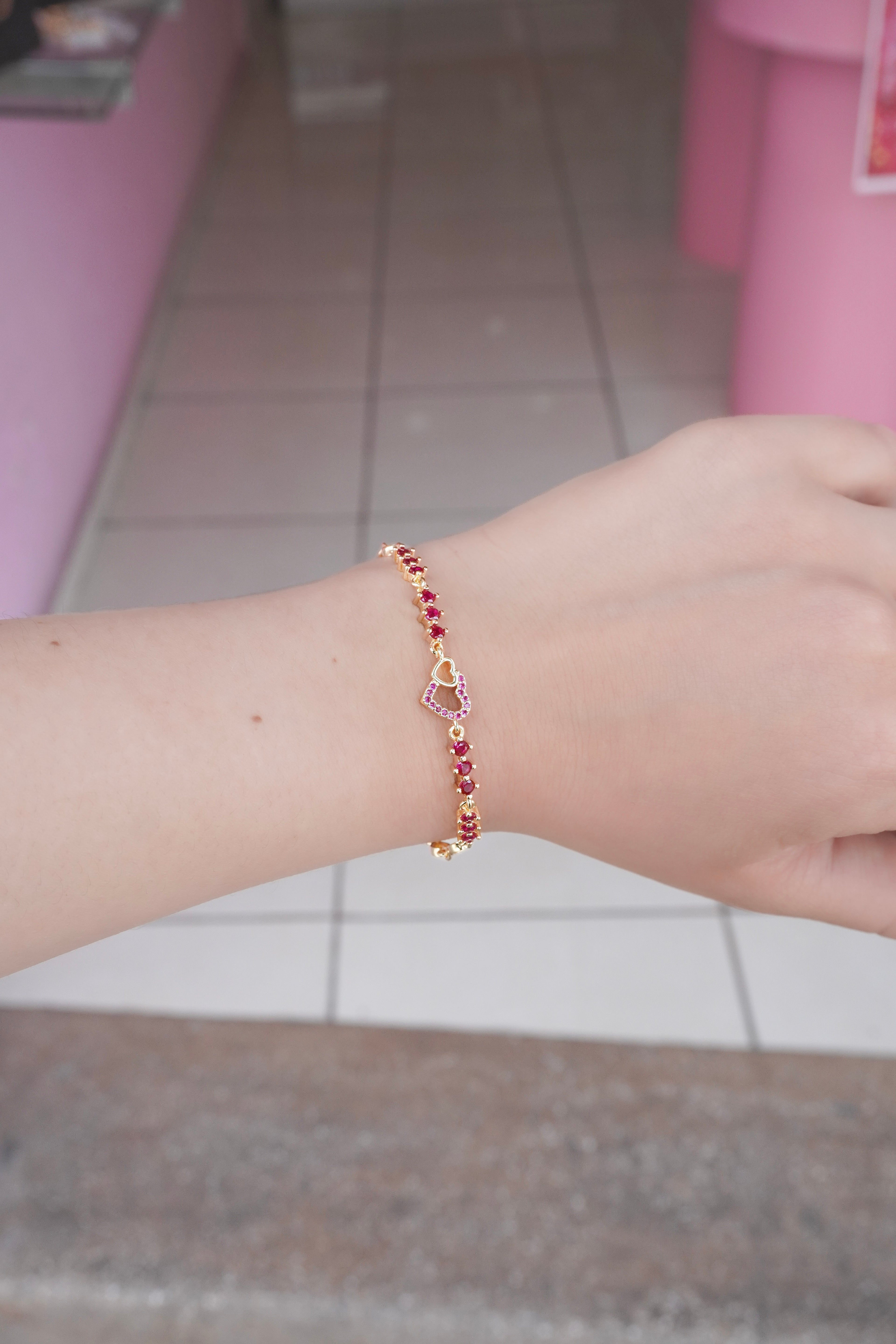 Pulsera Corazón Fucsia