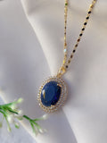 Collar Con Dije Ovalado Azul