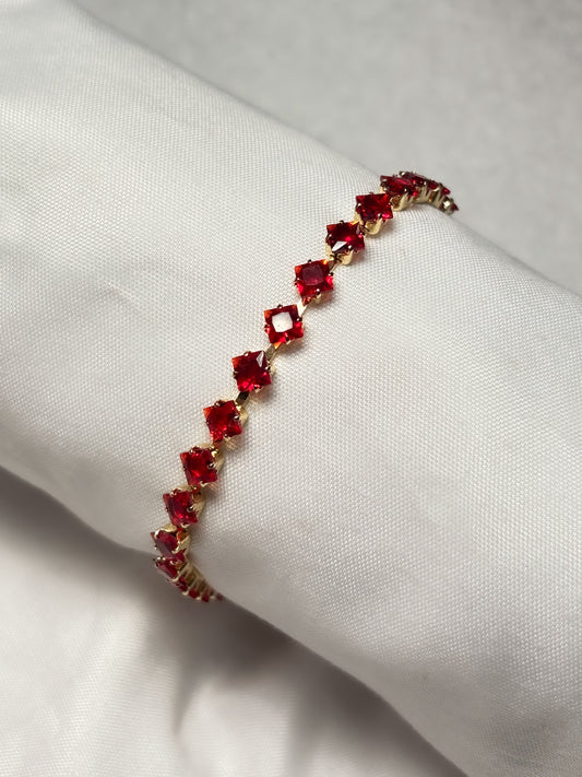 Pulsera Cristal Rombo Roja