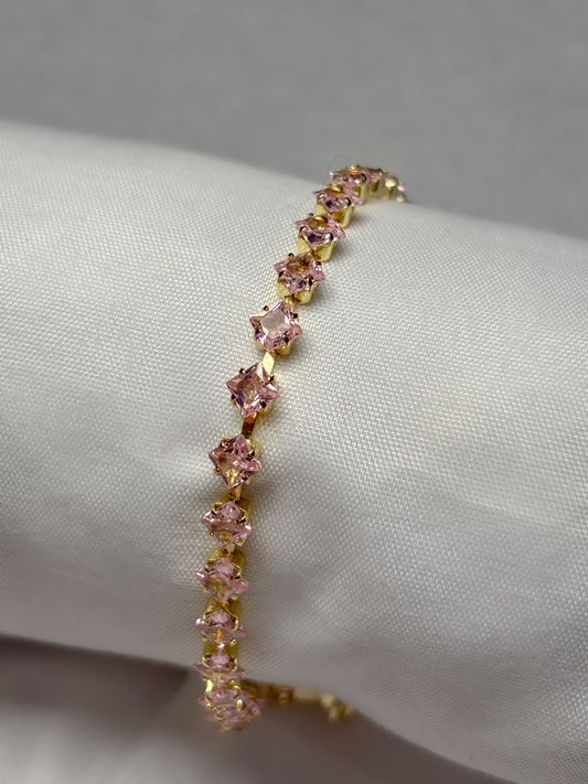 Pulsera Cristal Rombo Rosa
