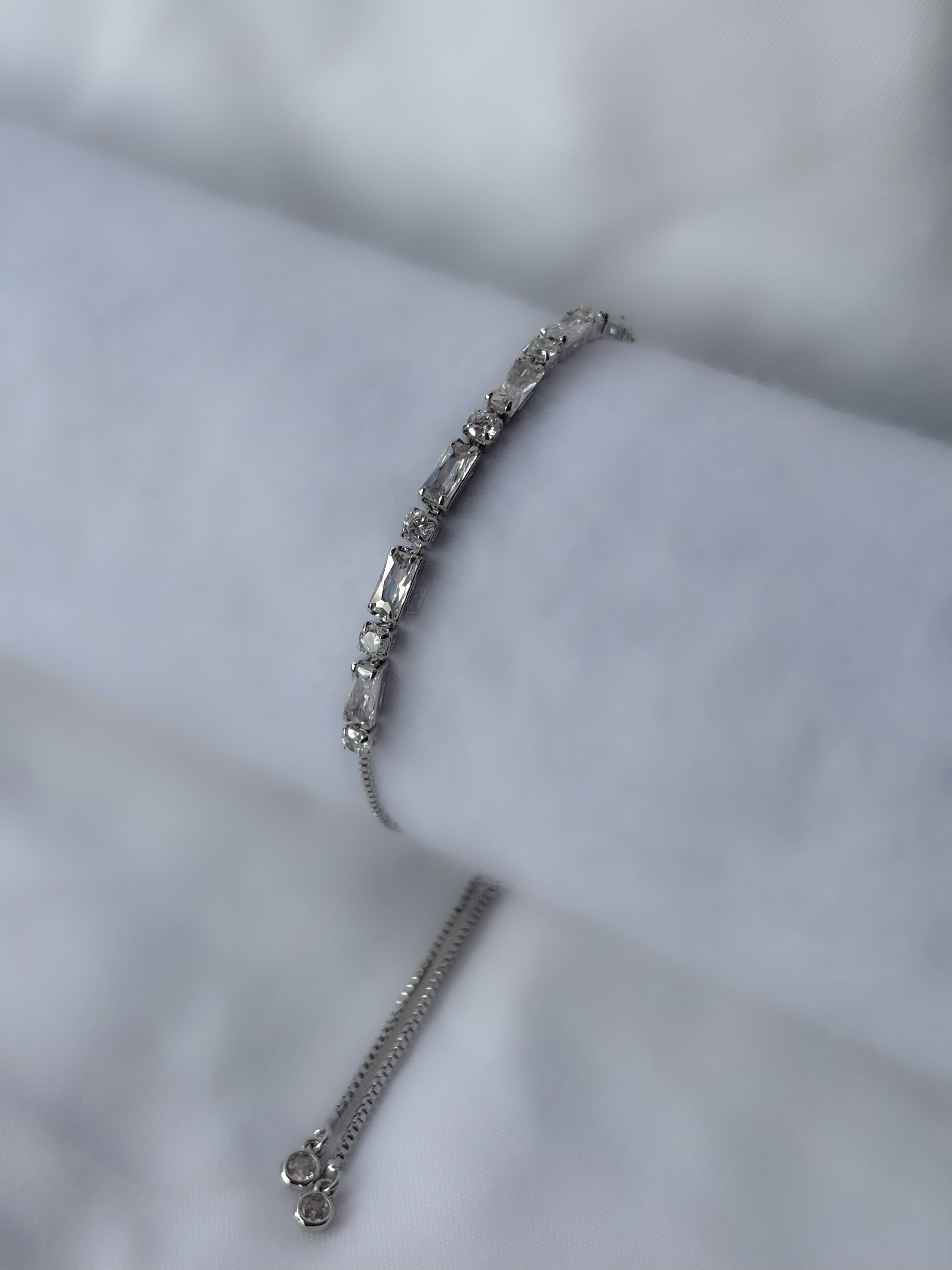 Pulsera Ajustable Cristal Plata
