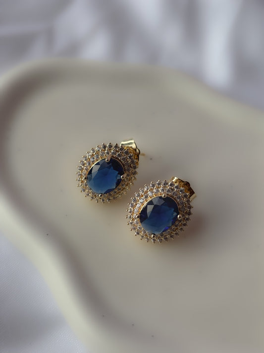 Aretes Gema Ovalada Blue