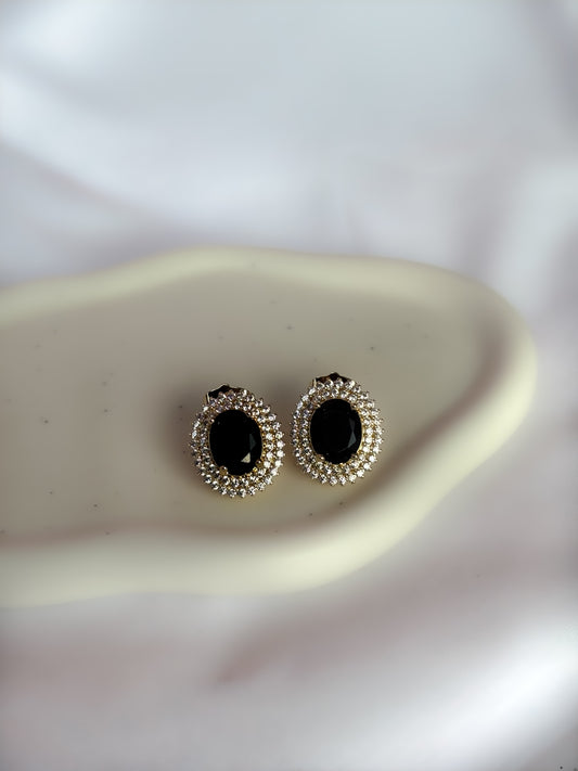 Aretes Gema Ovalada Black