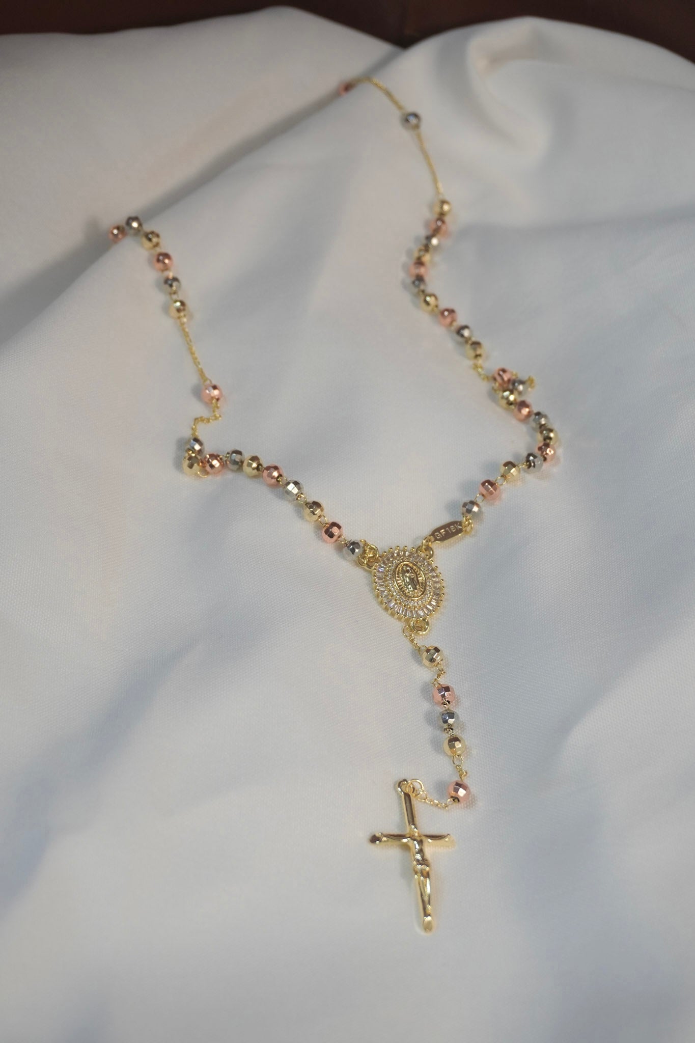 Rosario Virgen de Guadalupe Grande Zirconia