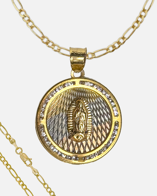 Collar con Virgencita Circular Grande