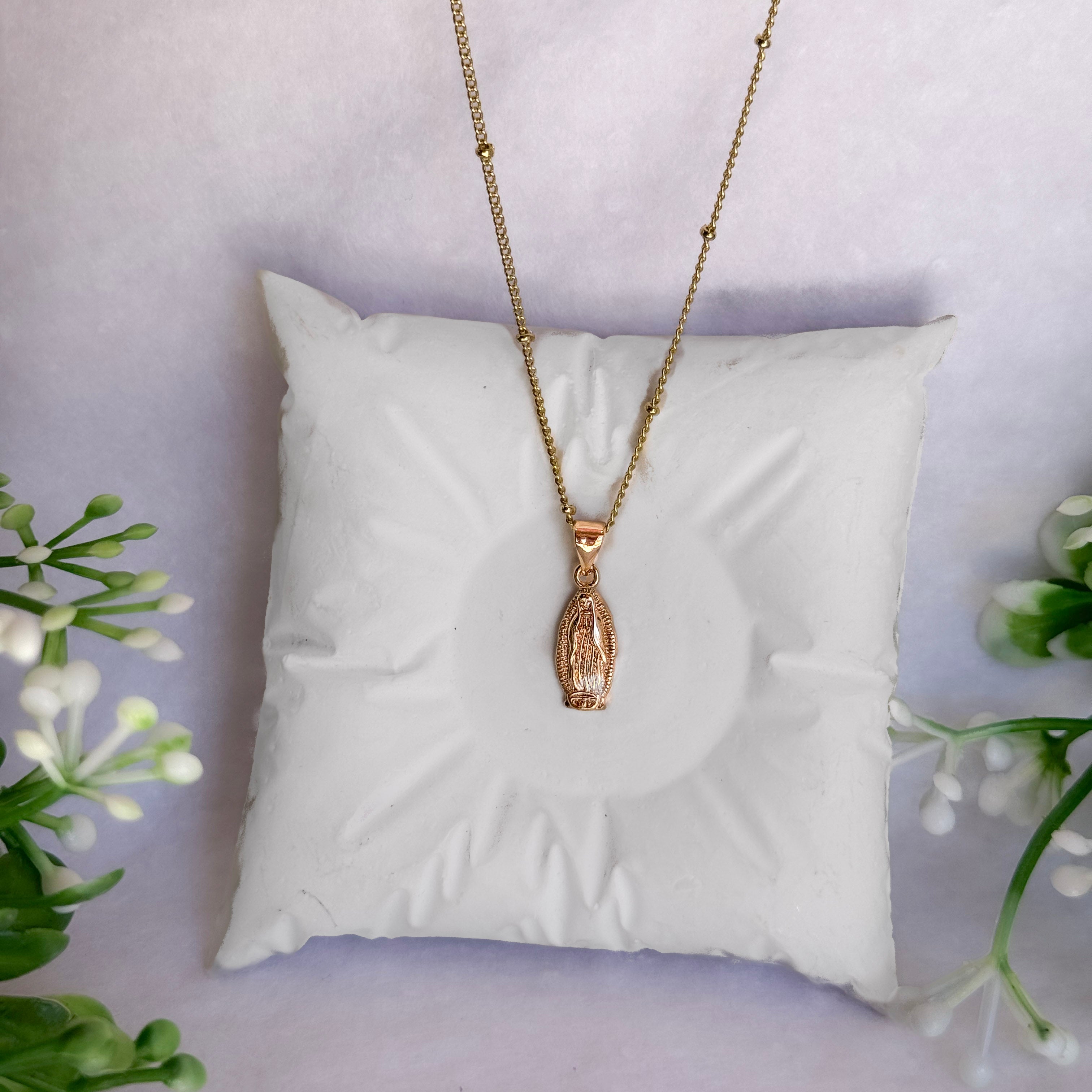 Collar Virgencita Mini Oro Rosa