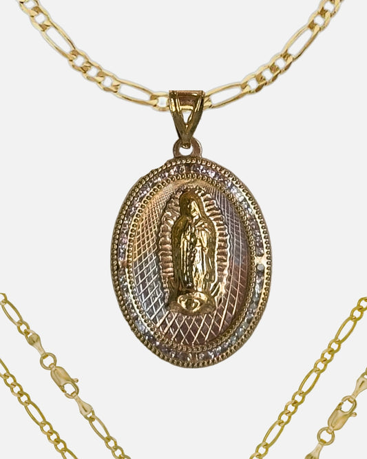 Collar con Virgencita Ovalada Jumbo