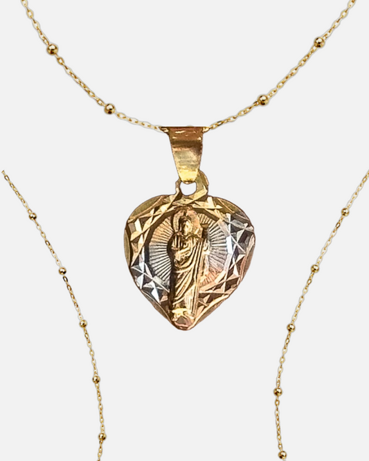 Collar San Judas Corazón 3 Oros