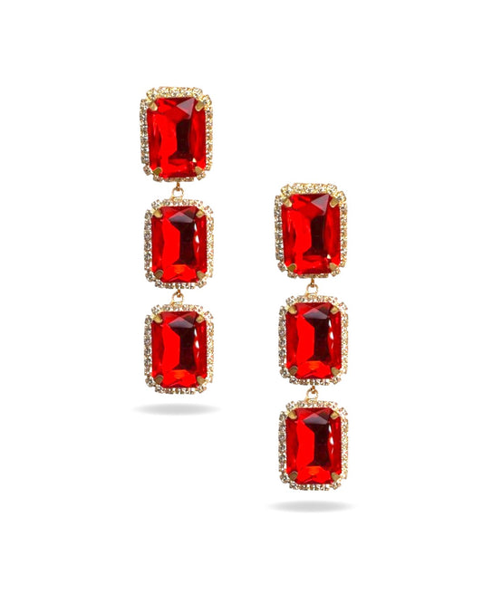 Aretes Triple Rubí