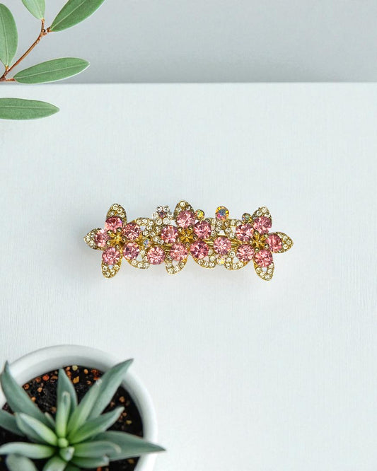 Broche Triple Flor Rosa