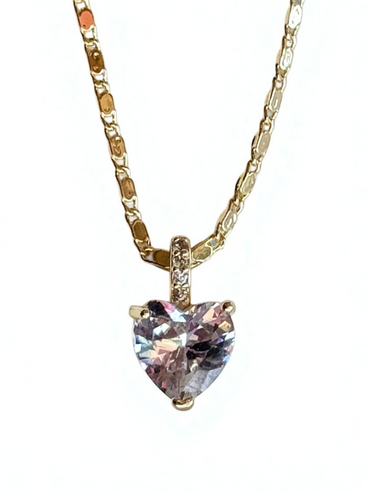 Collar de Corazón Cristal Blanco