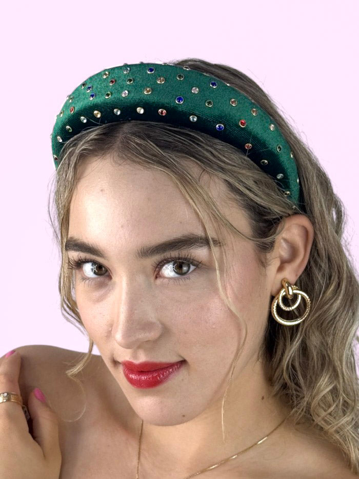 Diadema Ancha con brillos Verde