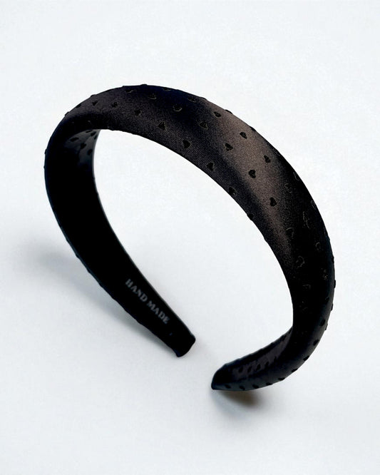 Diadema Básica de Corazones Negra
