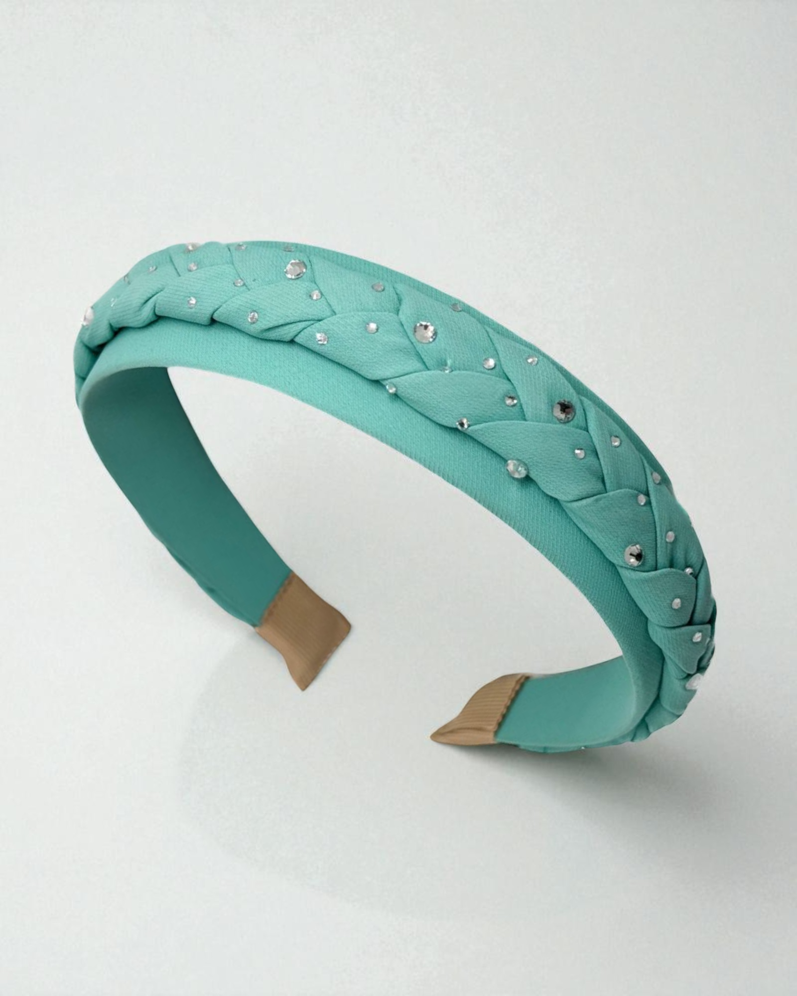 Diadema Básica Trenzada con brillos Menta