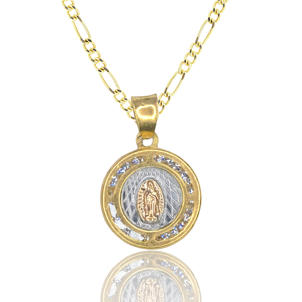 Collar Virgen de Guadalupe Zirconia Circular Chica