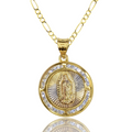 Collar Virgen de Guadalupe Zirconia Circular Mediana