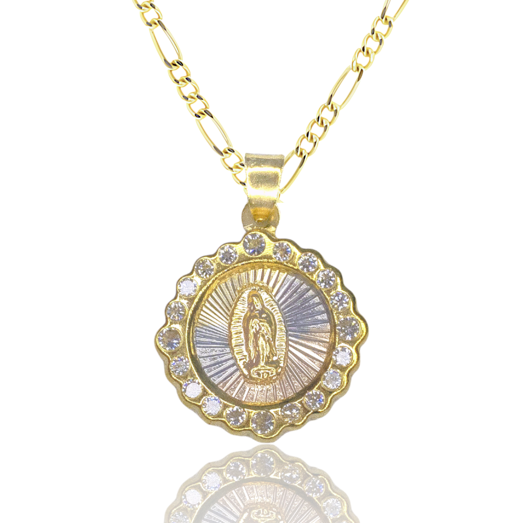 Collar Virgen de Guadalupe Zirconia Ondulada Mediana