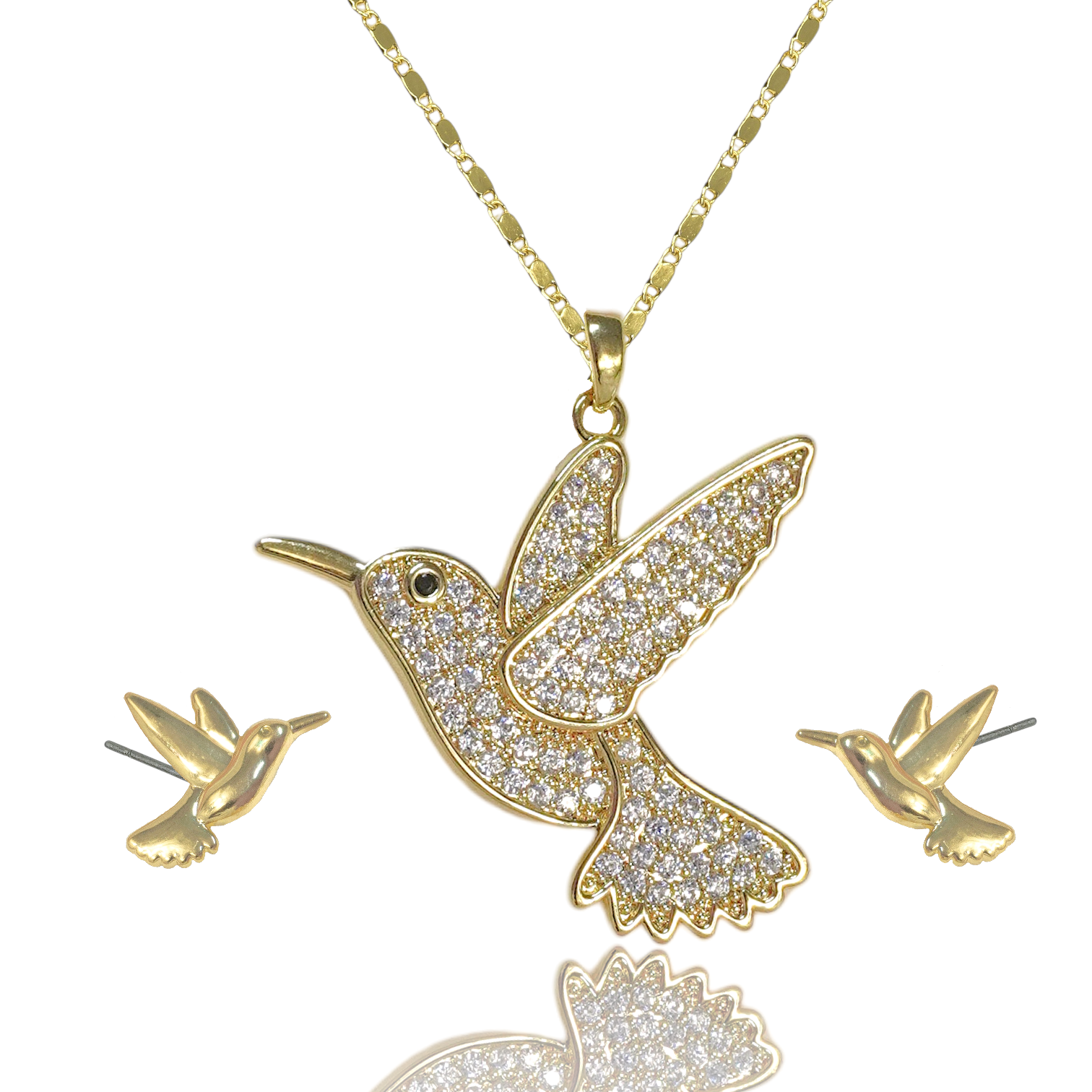 Juego Colibrí Cristal Con Aretes