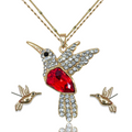 Juego Colibrí Rojo Grande Con Aretes
