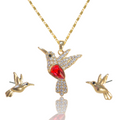 Juego Colibrí Rojo Mini Con Aretes