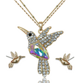 Juego Colibrí Tornasol Con Aretes