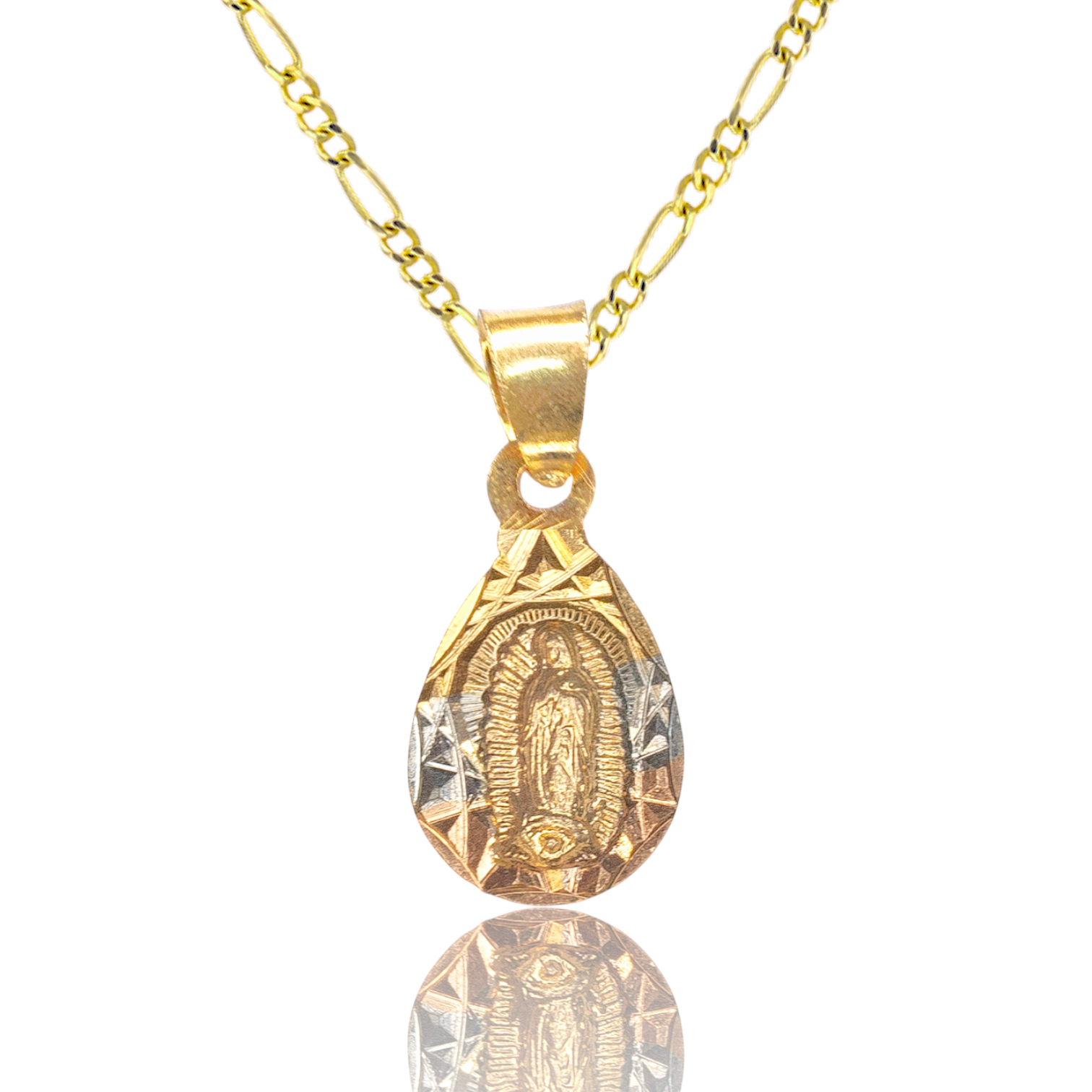 Collar Virgen de Guadalupe 3 Oros Ovalada