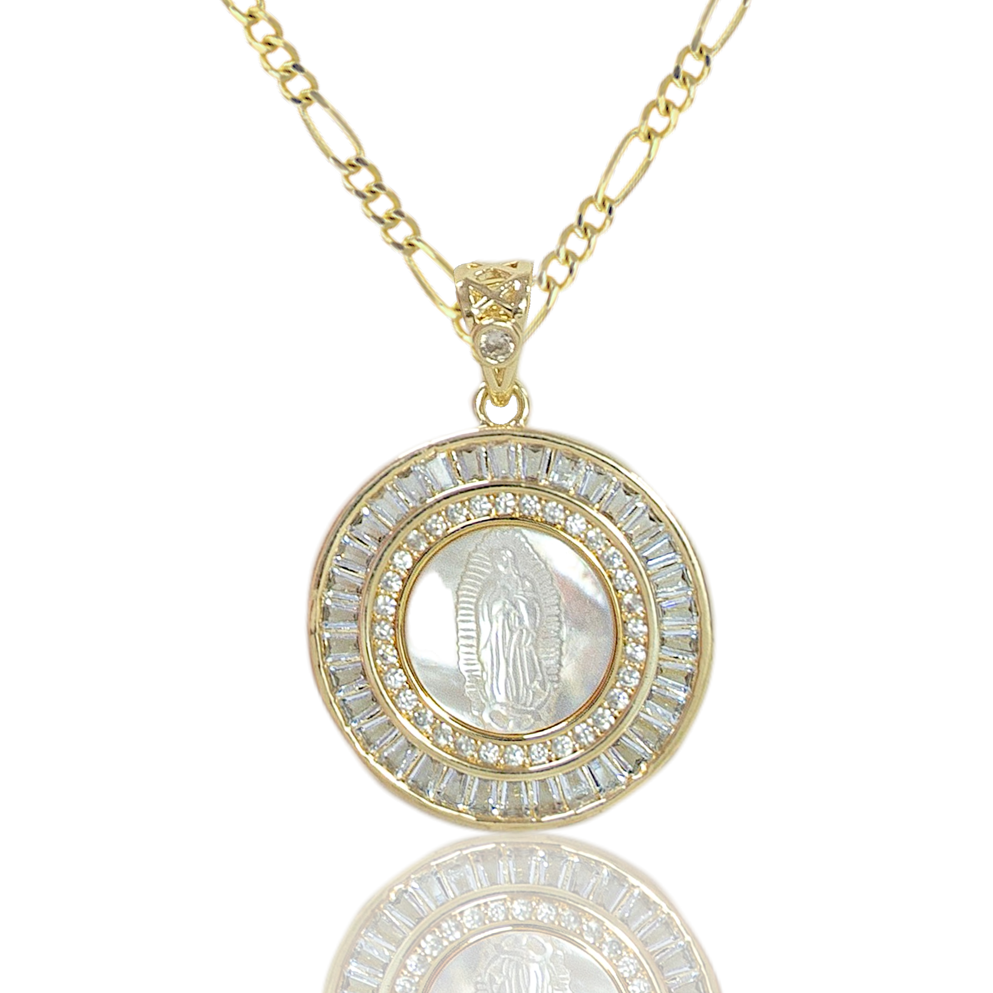Collar Virgen de Guadalupe en Madre Perla Natural