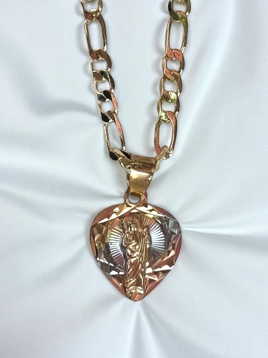Collar San Judas Corazón 3 Oros