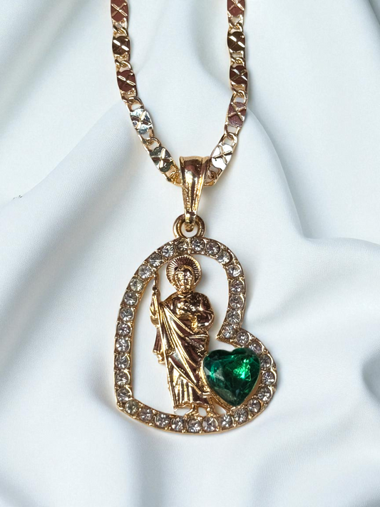 Collar San Judas de Corazón Verde