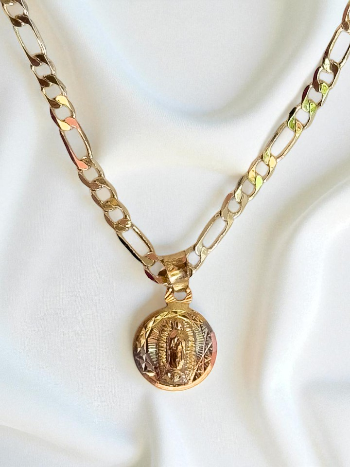 Collar Virgencita Circular 3 Oros