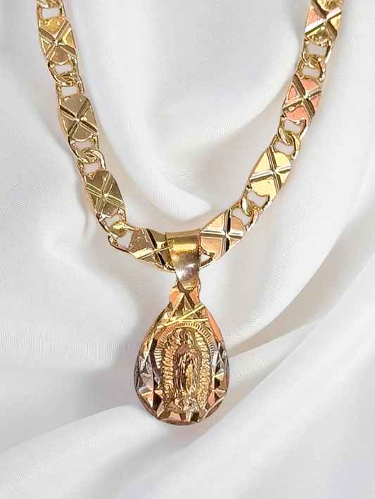 Collar Virgencita Ovalada 3 Oros