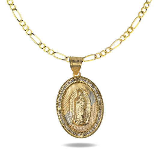 Collar con Virgencita Ovalada Jumbo